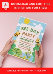 (Easily Editable PDF Invitation) Bumble Bee Birthday Invitation B