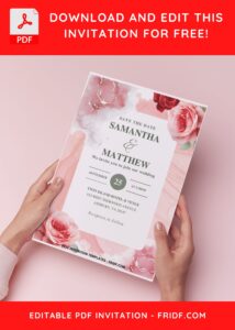 (Easily Edit PDF Invitation) Eclectic Watercolor Rose Wedding Invitation H