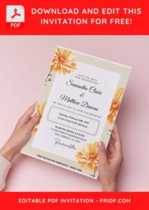 (Easily Edit PDF Invitation) Watercolor Chrysanthemum Wedding Invitation B