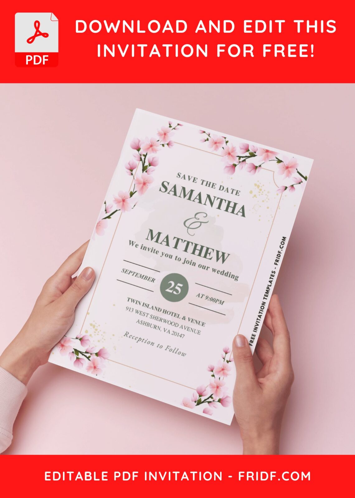 (Easily Edit PDF Invitation) Sakura Garden Nuptial Wedding Invitation ...