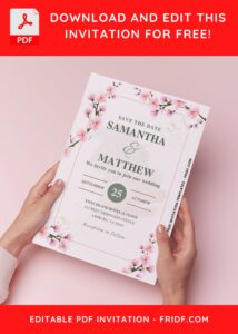 (Easily Edit PDF Invitation) Sakura Garden Nuptial Wedding Invitation H