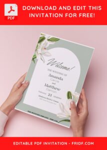 (Easily Edit PDF Invitation) Gorgeous White Stargazer Lily Wedding Invitation B
