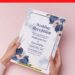 (Easily Edit PDF Invitation) Gorgeous Blue Floral Wedding Invitation
