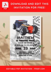 (Easily Edit PDF Invitation) Hot Wheels Showdown Birthday Invitation B