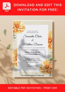 (Easily Edit PDF Invitation) Watercolor Chrysanthemum Wedding Invitation C