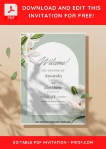 (Easily Edit PDF Invitation) Gorgeous White Stargazer Lily Wedding Invitation C