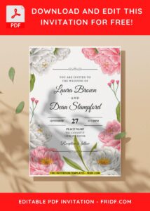 (Easily Edit PDF Invitation) Camellia And Peony Buds Wedding Invitation C