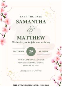 (Easily Edit PDF Invitation) Sakura Garden Nuptial Wedding Invitation A