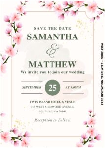 (Easily Edit PDF Invitation) Sakura Garden Nuptial Wedding Invitation B