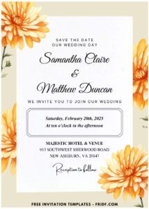 (Easily Edit PDF Invitation) Watercolor Chrysanthemum Wedding Invitation F