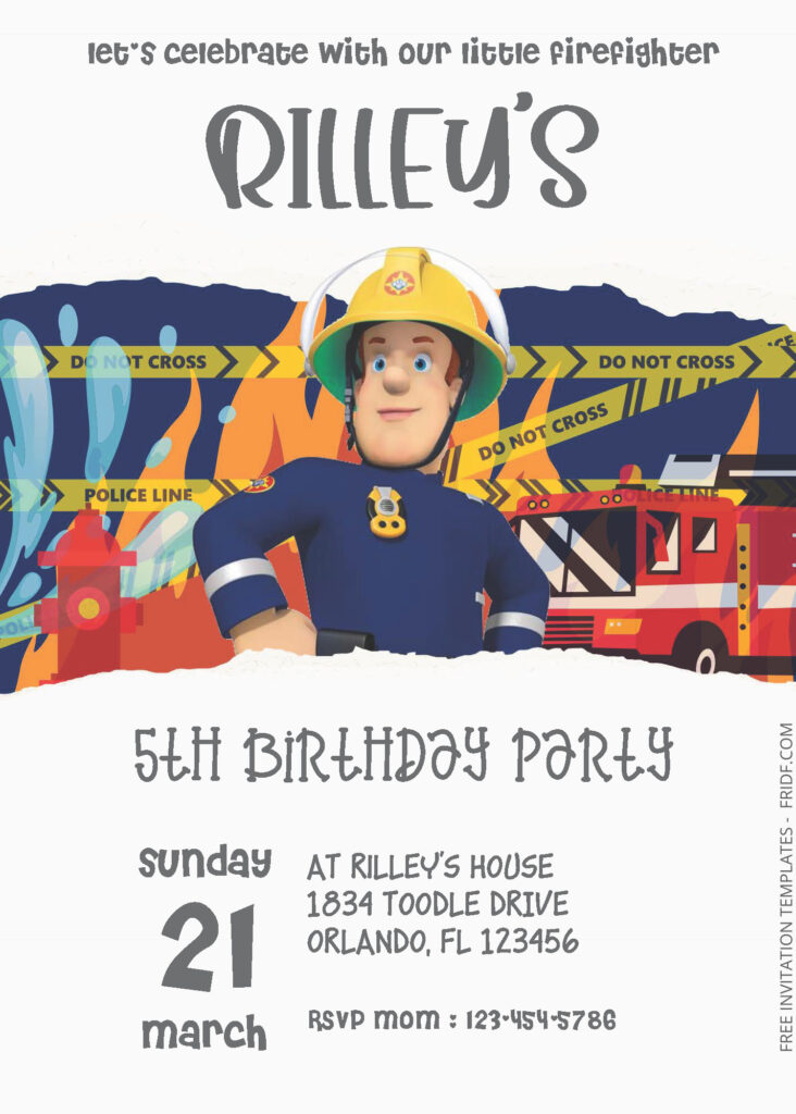 FREE PDF Invitation - Fireman Sam Birthday Invitation Templates - FRIDF ...