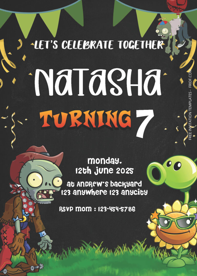 Easily Edit Pdf Invitation Plants Vs Zombies Birthday Invitation Templates Fridf 8698