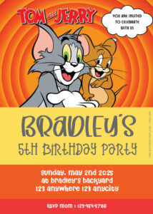 ( Easily Edit PDF Invitation ) Tom & Jerry Birthday Invitation Templates