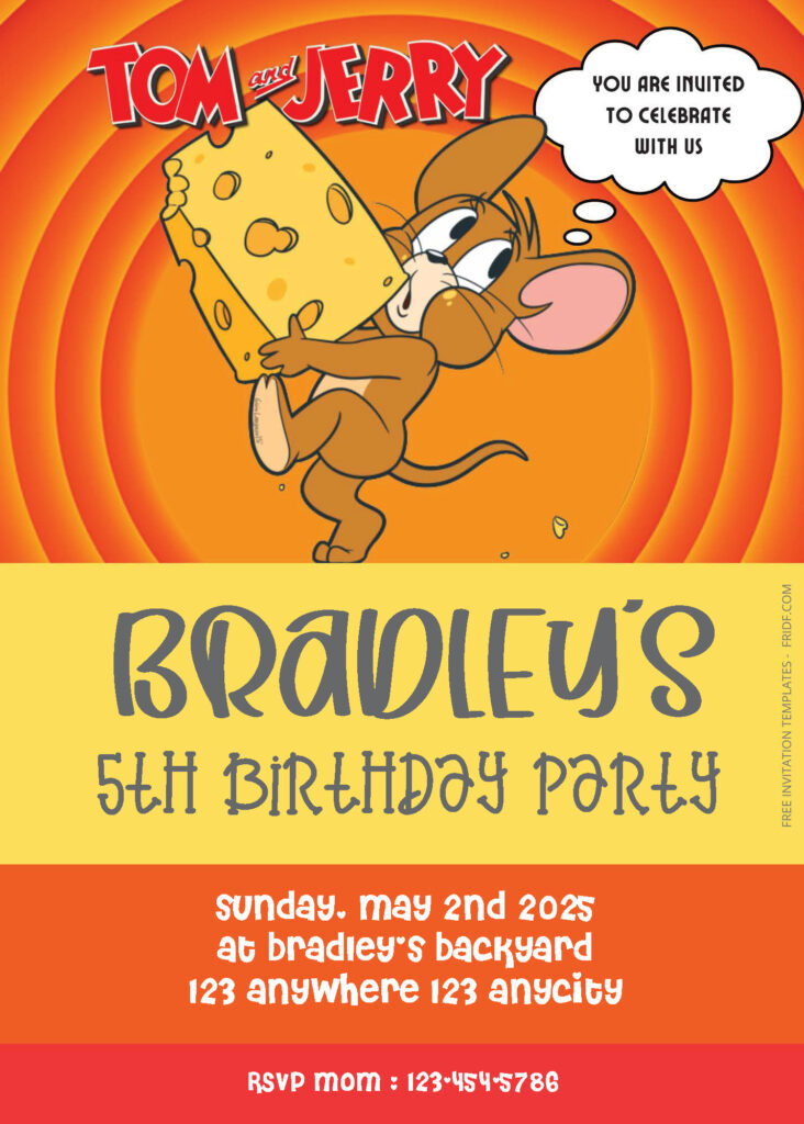 FREE PDF Invitation - Tom And Jerry Birthday Invitation Templates - FRIDF