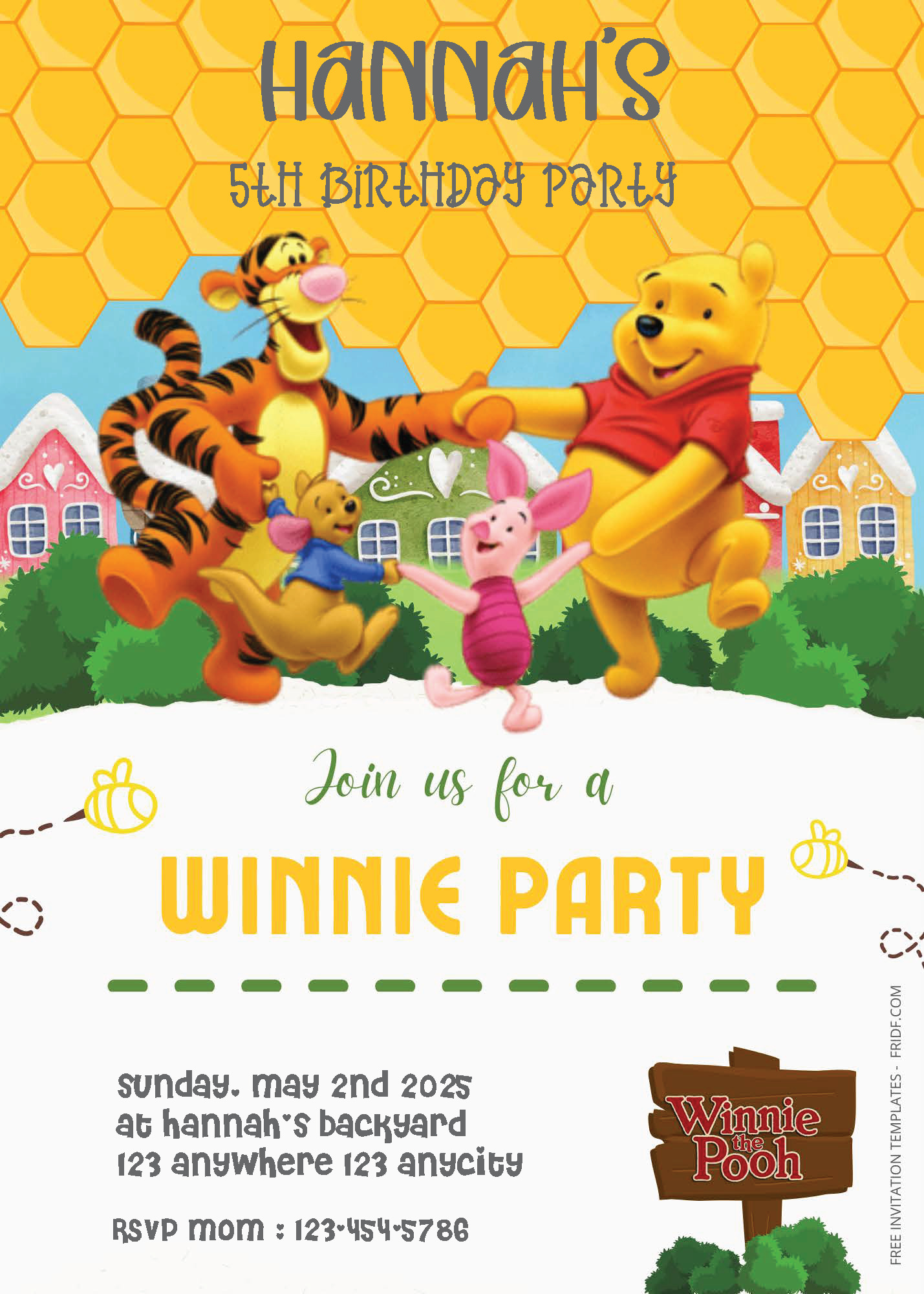 FREE PDF Invitation - Winnie The Pooh Birthday Invitation Templates