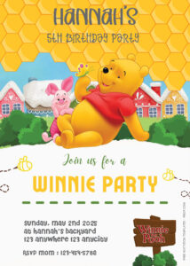 ( Easily Edit PDF Invitation ) Winnie The Pooh Birthday Invitation Templates