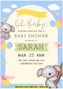 (Easily Edit PDF Invitation) Watercolor Baby Koala Birthday Invitation I