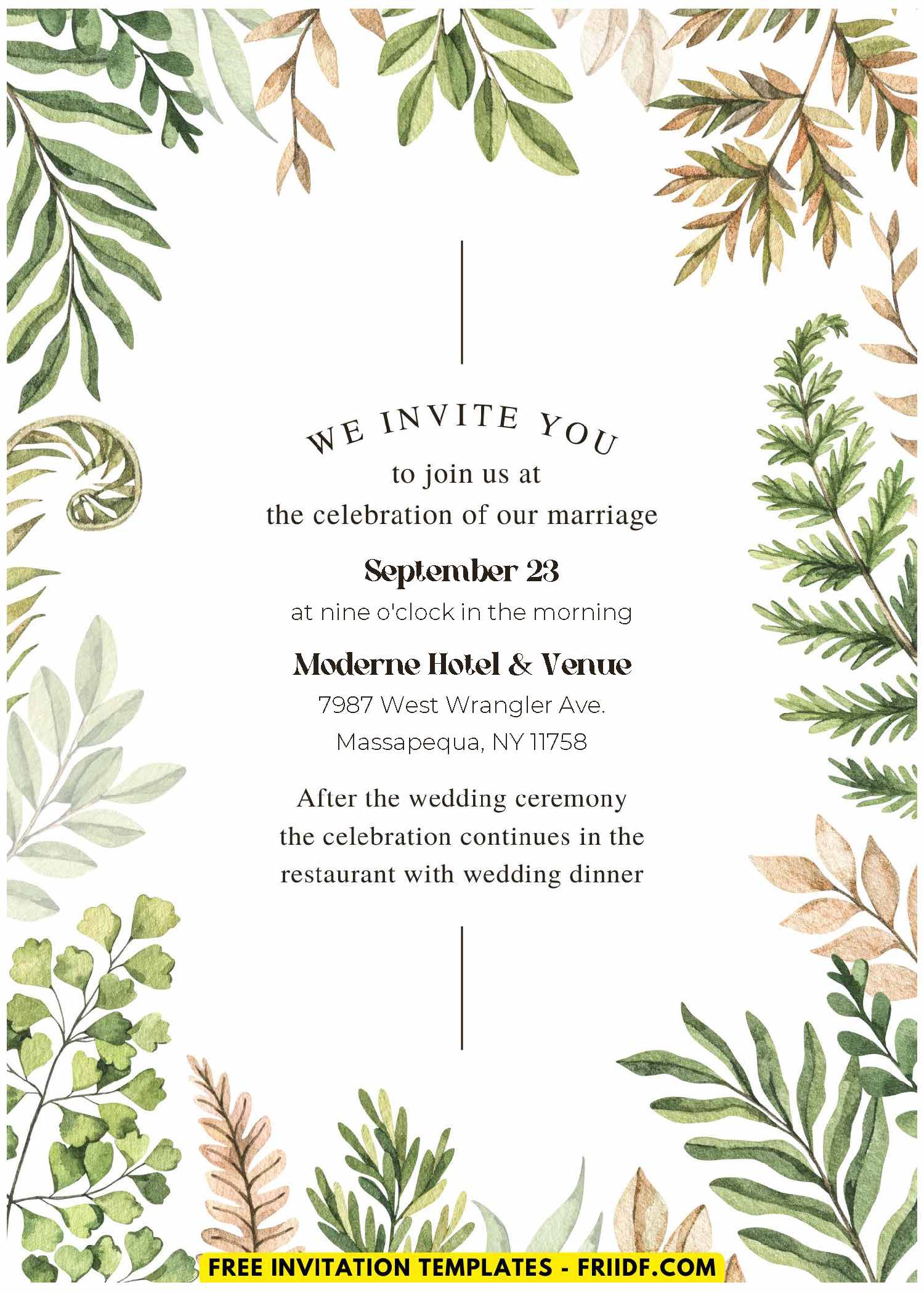 (Easily Edit PDF Invitation) Greenery Vines Wedding Invitation - FRIDF ...