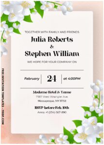 (Easily Edit PDF Invitation) Whimsical Pansy And Jasmine Wedding Invitation B
