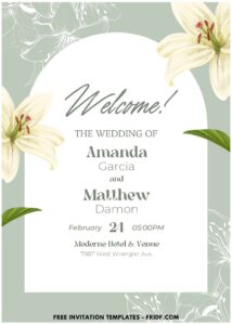 (Easily Edit PDF Invitation) Gorgeous White Stargazer Lily Wedding Invitation D