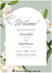 (Easily Edit PDF Invitation) Gorgeous White Stargazer Lily Wedding Invitation E