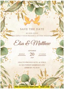 (Easily Edit PDF Invitation) Festive Greenery Wedding Invitation B