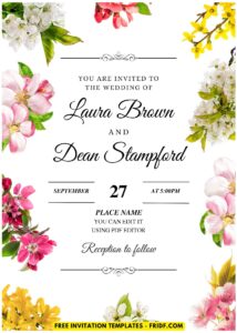 (Easily Edit PDF Invitation) Camellia And Peony Buds Wedding Invitation D
