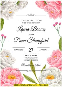 (Easily Edit PDF Invitation) Camellia And Peony Buds Wedding Invitation F