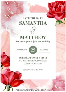 (Easily Edit PDF Invitation) Eclectic Watercolor Rose Wedding Invitation J