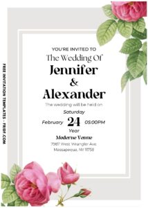 (Easily Edit PDF Invitation) Simply Stunning Rose Wed ding Invitation B