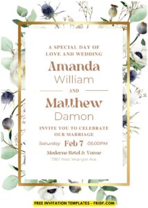 (Easily Edit PDF Invitation) Enchanting Anemone Flower Wedding Invitation B