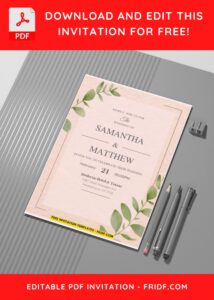 (Easily Edit PDF Invitation) Rustic Foliage Wedding Invitation G