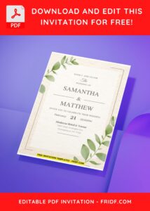 (Easily Edit PDF Invitation) Rustic Foliage Wedding Invitation H