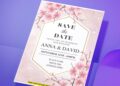 (Easily Edit PDF Invitation) Ombre Pink Sakura Wedding Invitation