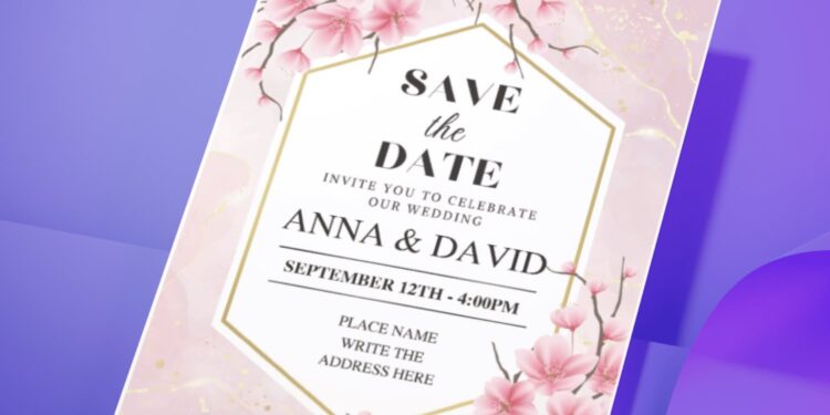 (Easily Edit PDF Invitation) Ombre Pink Sakura Wedding Invitation