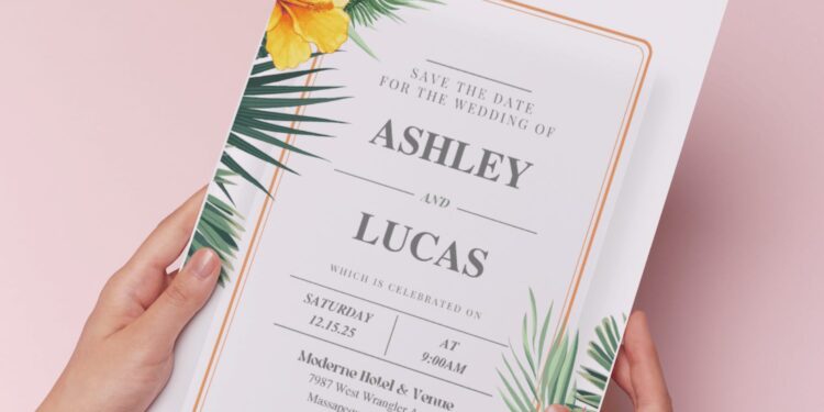 (Easily Edit PDF Invitation) Gorgeous Tropical Wedding Invitation
