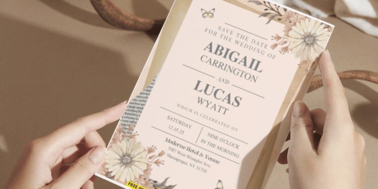 (Easily Edit PDF Invitation) Rustic Collage Floral Wedding Invitation