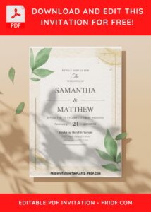 (Easily Edit PDF Invitation) Rustic Foliage Wedding Invitation F