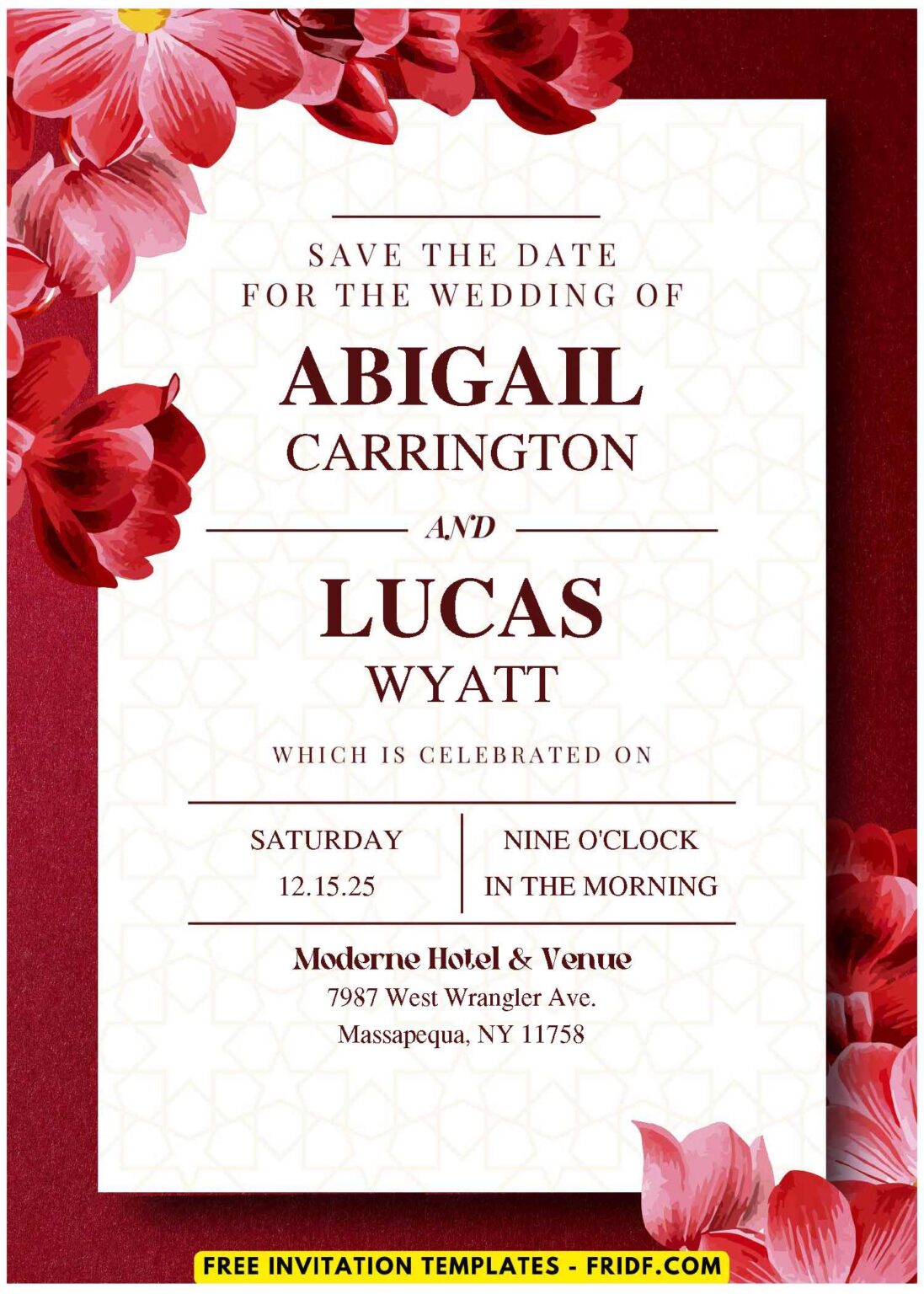 (easily Edit Pdf Invitation) Dreamy Crimson Poppy Wedding Invitation 