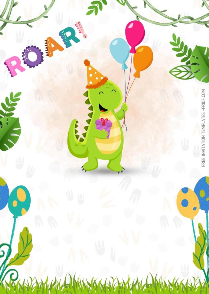 FREE Canva Invitation - Dinosaur Land Birthday Invitation Templates - FRIDF