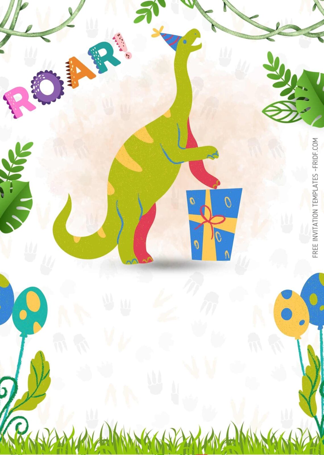 FREE Canva Invitation - Dinosaur Land Birthday Invitation Templates