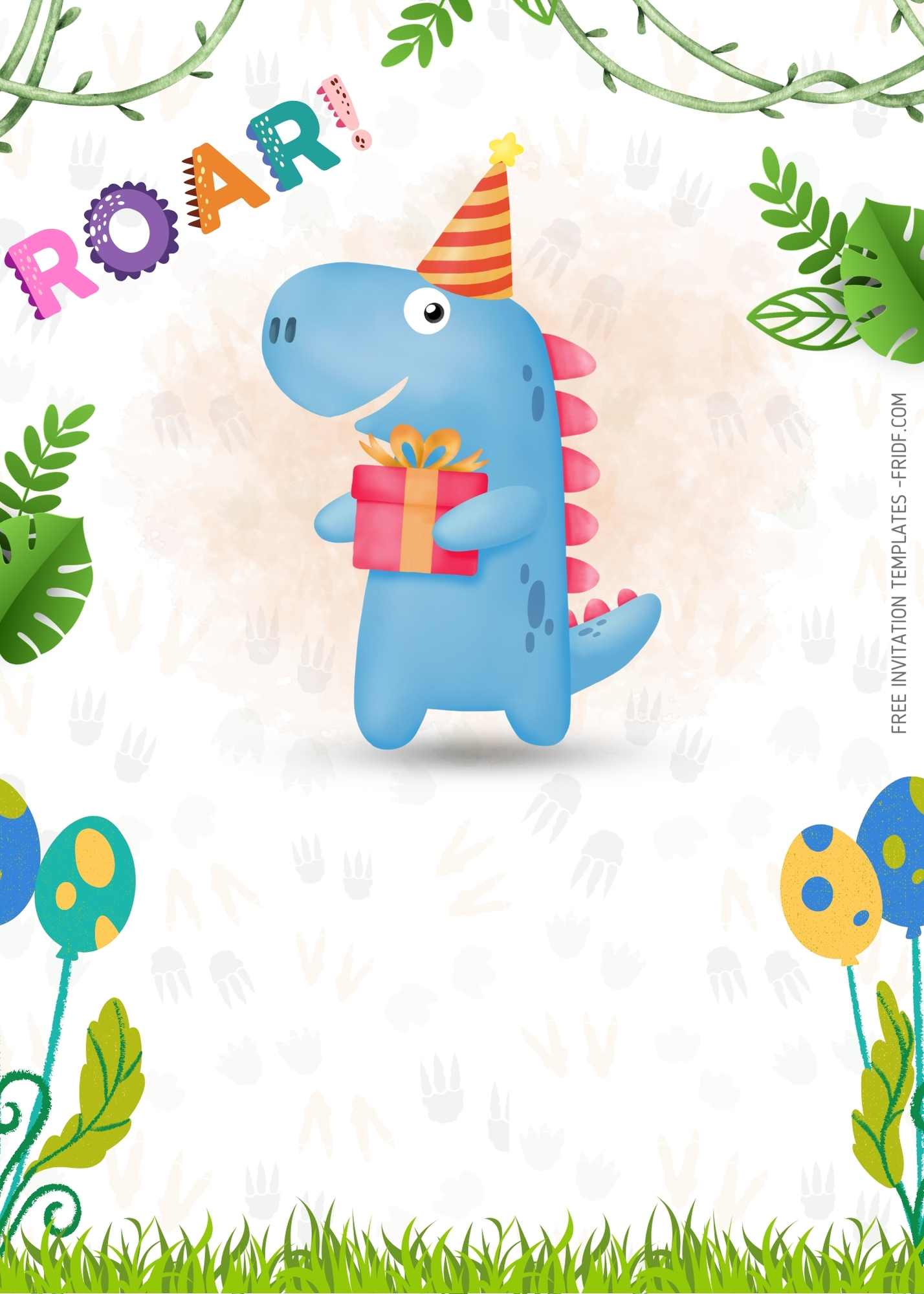 FREE Canva Invitation - Dinosaur Land Birthday Invitation Templates