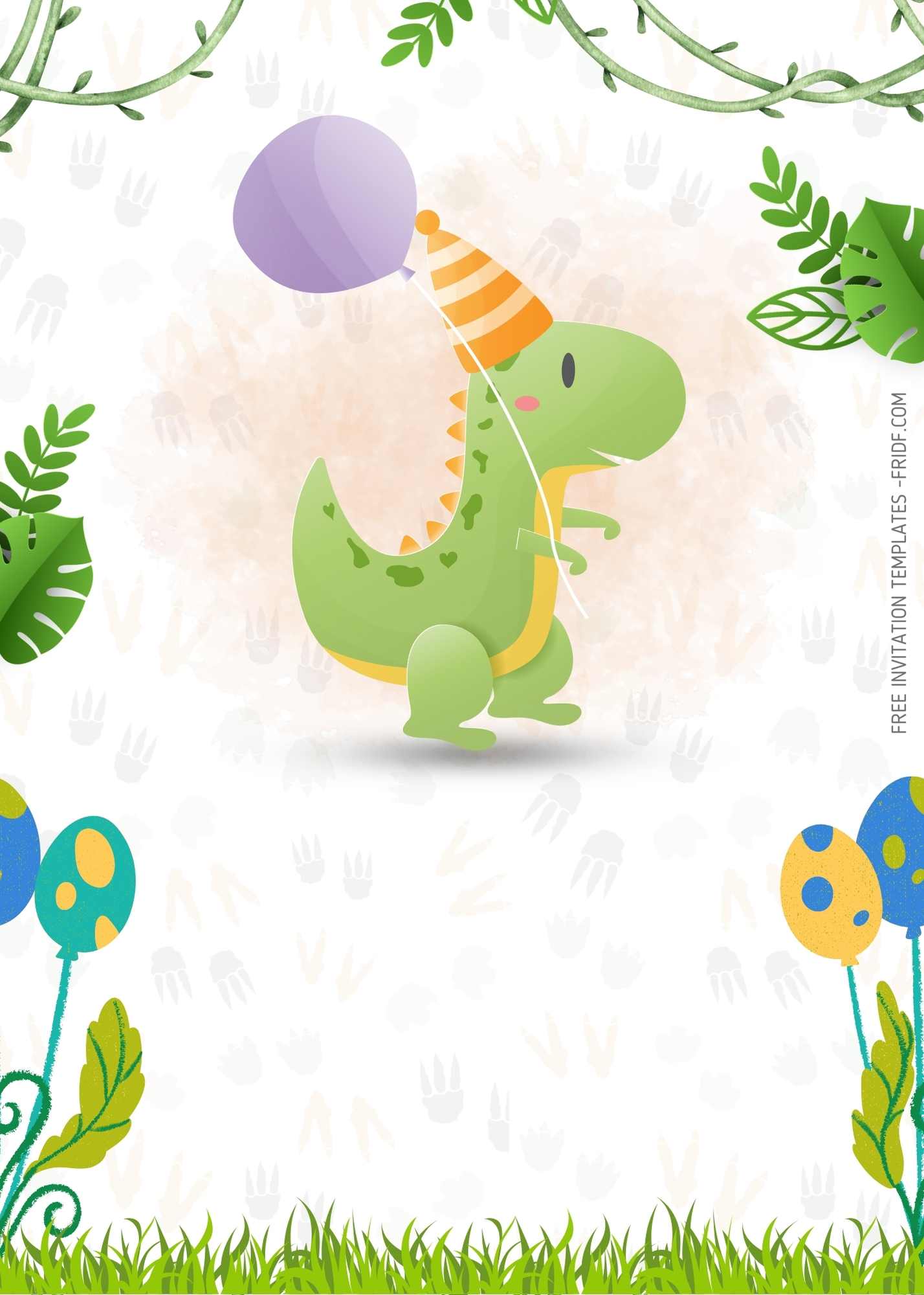 FREE Canva Invitation - Dinosaur Land Birthday Invitation Templates