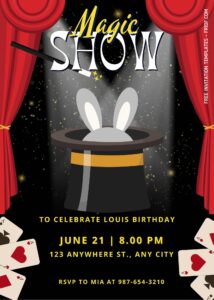 FREE Canva Invitation - Magic Show Party Birthday Invitation Templates