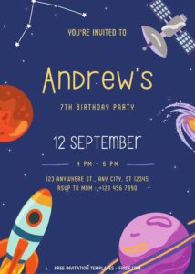 FREE Canva Invitation - Outerspace Adventure Birthday Invitation Templates