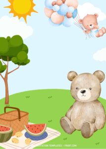 FREE Canva Invitation - Teddy Bear Picnic Birthday Invitation Templates