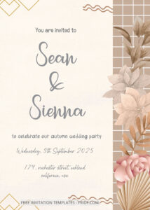 FREE PDF Invitation - Autumn Mood Floral Wedding Invitation Templates