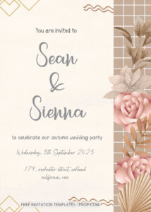 FREE PDF Invitation - Autumn Mood Floral Wedding Invitation Templates