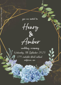 FREE PDF Invitation - Blue In Your Garden Wedding Invitation Templates