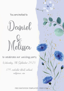 FREE PDF Invitation - Blue Spring Wedding Invitation Templates